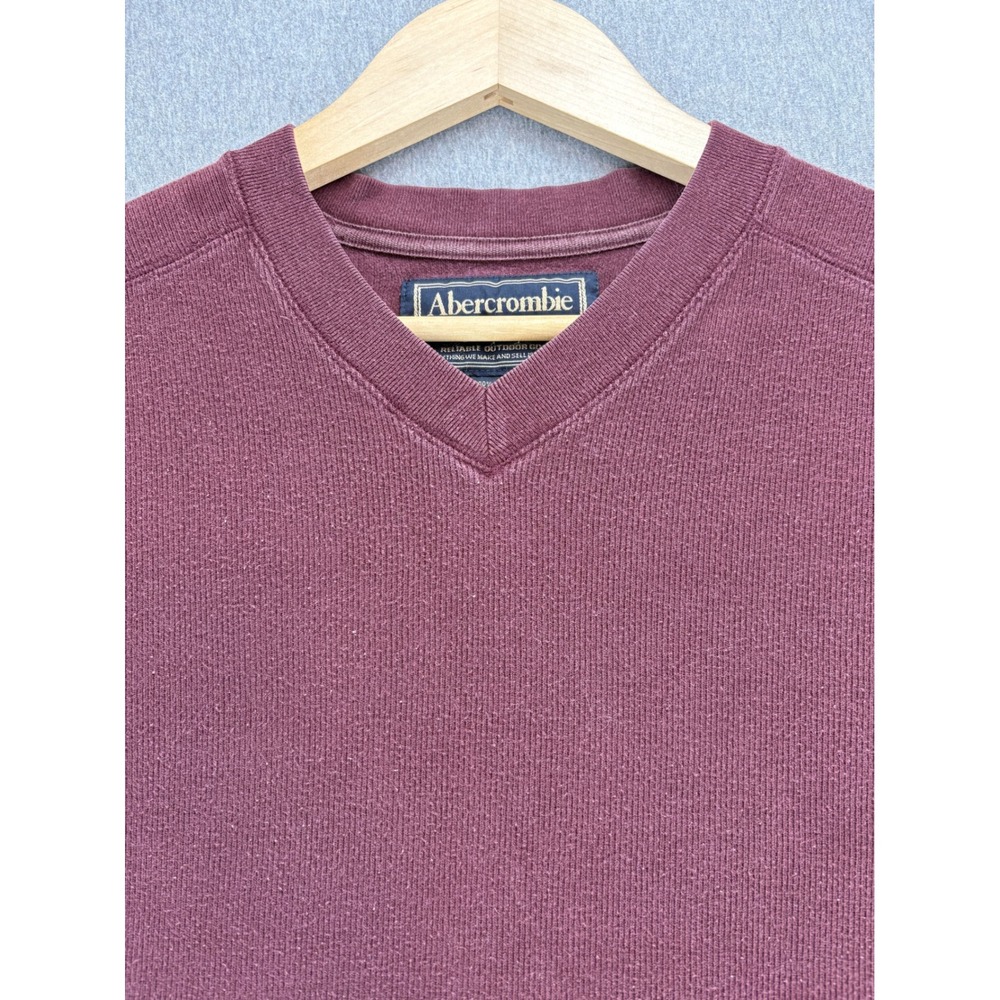 Abercrombie & Fitch Long Sleeve Shirt Mens‎ XL VTG 90's Burgundy V Neck Casual